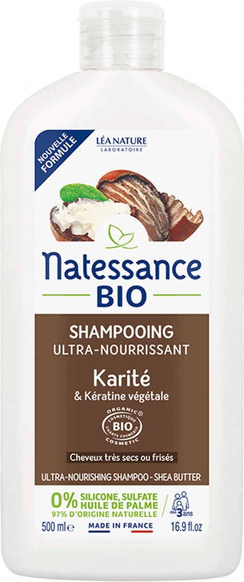 Natessance Ultra Voedende Biologische Sheaboter en Plantaardige Keratine Shampoo 500 ml