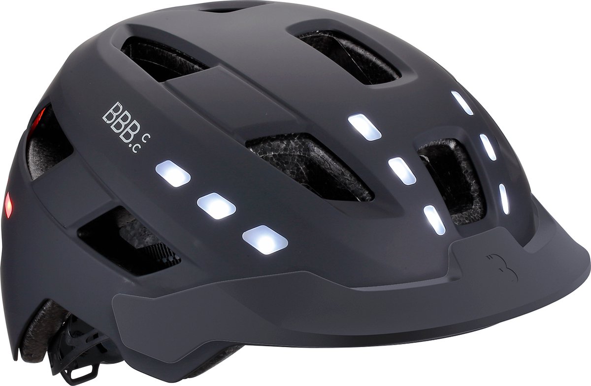 BBB Cycling Fietshelm met Verlichting - District LED - Ebike Helm voor Heren & Dames - ABS Shell - Medium/Large: 54 - 60cm - Mat Zwart - BHE-162