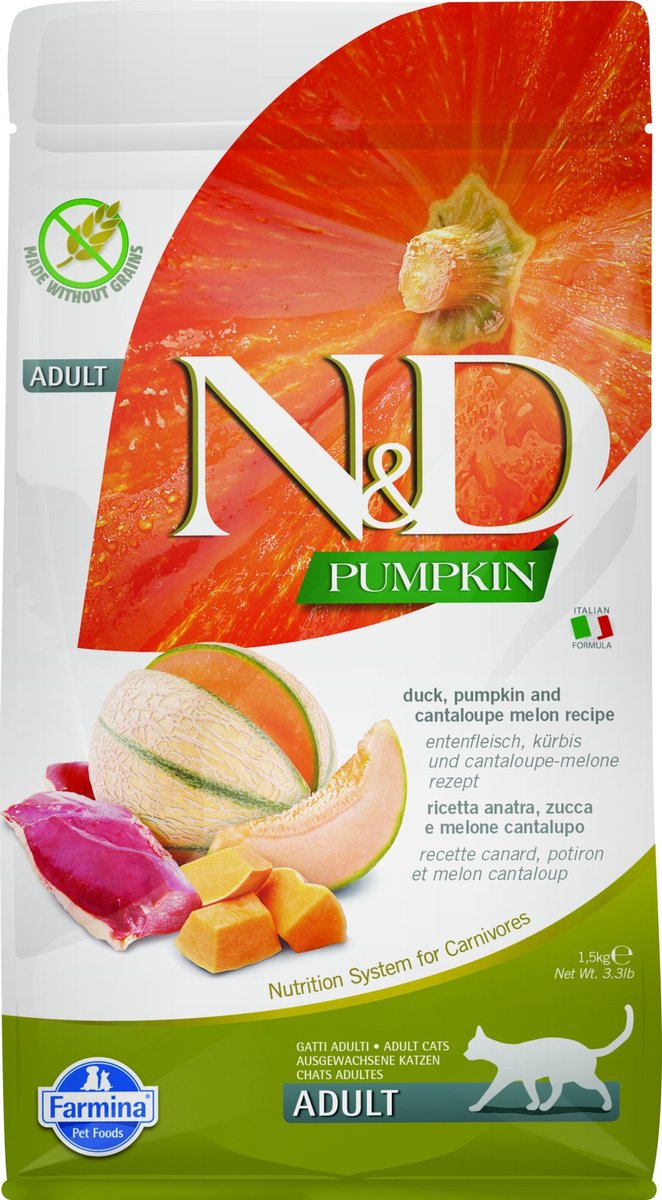 N&D Farmina N&D Kat Pumpkin Eend, Pompoen & Meloen Adult 1,5 kg