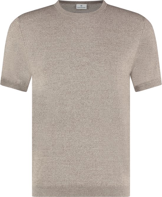 Blue Industry - Knitted T-Shirt Melange Taupe - Heren - Maat XL - Modern-fit