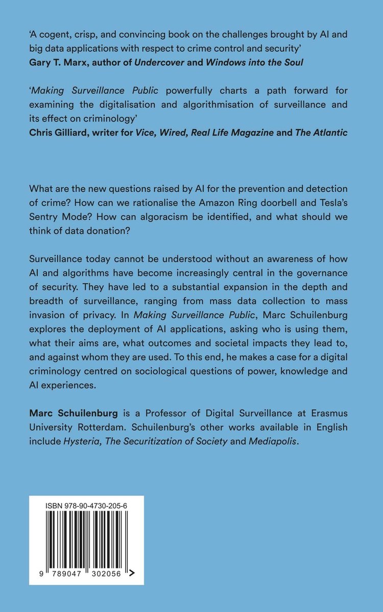 Boekcover met tekst over AI en surveillance. ISBN 978-90-4730-205-6.