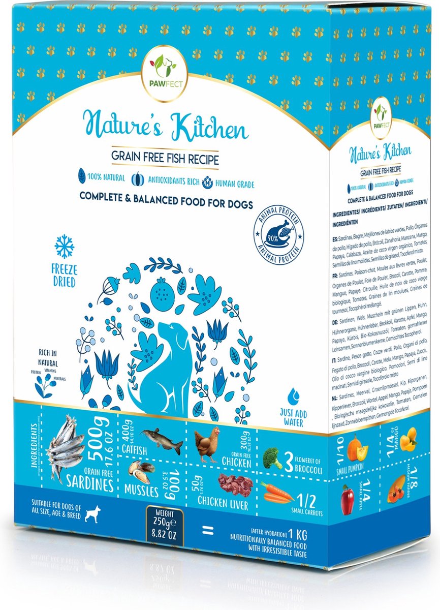 Pawfect 250 gr Pawfect freeze dried foods fish recipe hondenvoer