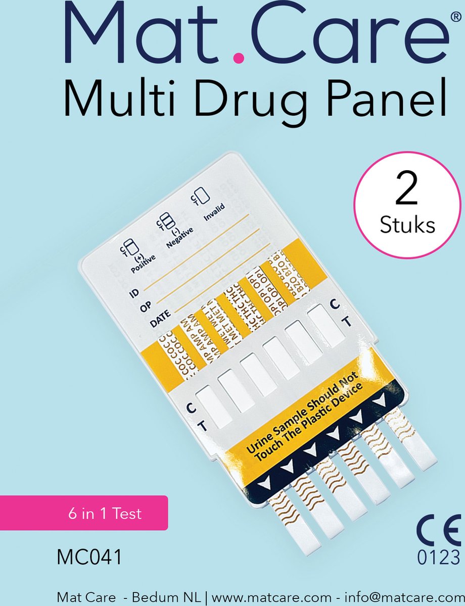 Goedkoopste Mat Care Multi Drug Test - multidrugs test - AMP/BZO/COC/MET/OPI/THC - 2 testen