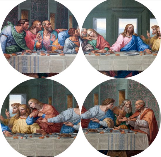 Allernieuwste.nl® Canvas Schilderij Het Laatste Avondmaal van Da Vinci - Kunst aan je Muur - Groot schilderij - Kleur - 30 x 60 cm