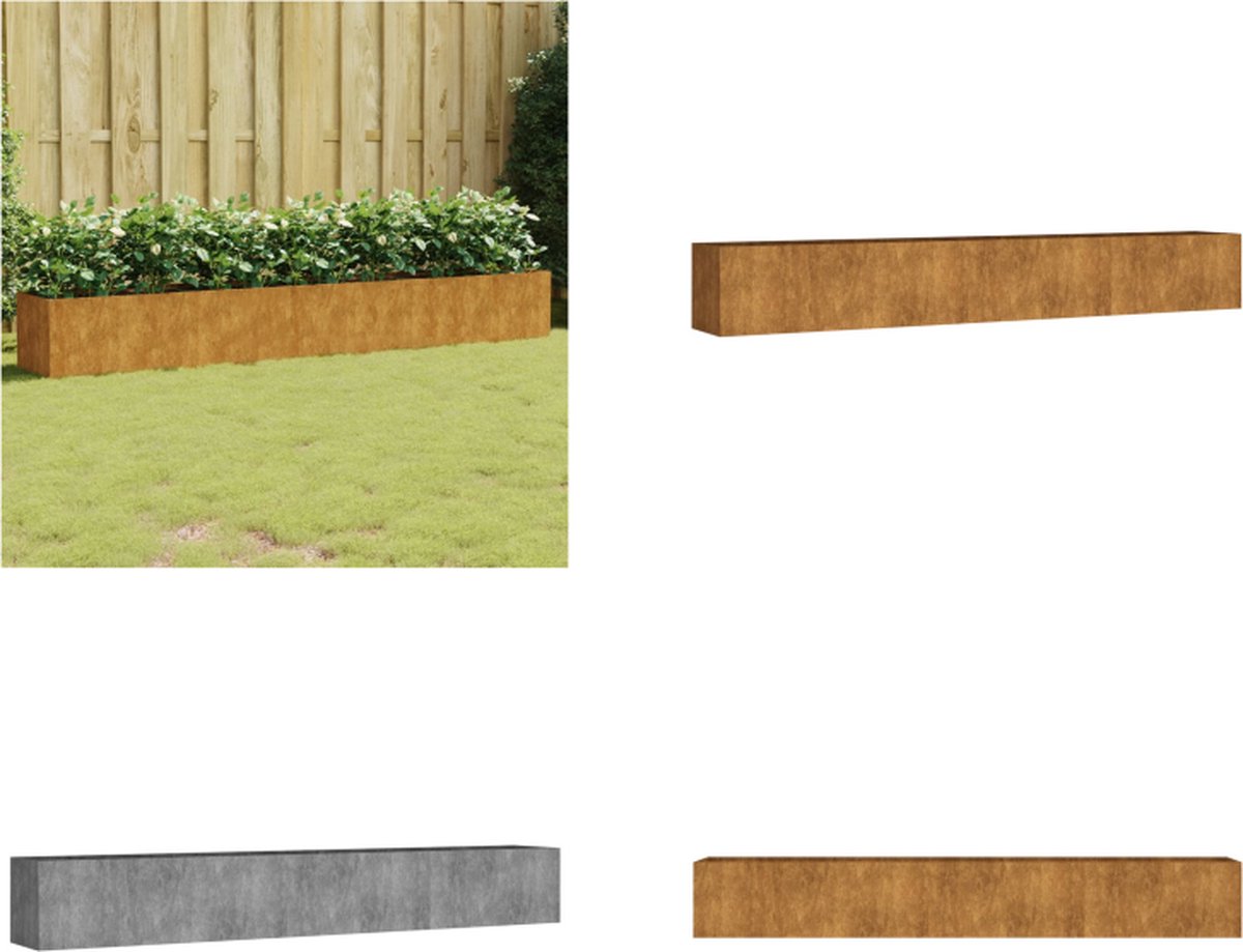 VidaXL -Plantenbak-verhoogd-280x40x40-cm-cortenstaal Verhoogde Plantenbak Verhoogde Plantenbakken Plantenbak Bloembak