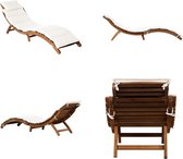 vidaXL Chaise longue avec kussen Bois d'acacia massif Crème - Chaise longue - Chaises longues - Chaise longue en bois - Chaises lounge en bois