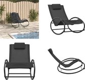 vidaXL Chaise longue avec kussen Acier et textilène Noir - Chaise longue - Chaises longues - Chaise longue - Chaise de terrasse