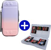 Case geschikt voor Nintendo Switch / Nintendo Switch OLED + Game Card hoes - 12 Games - Draagtas - Opbergtas - Paars/Roze/Wit