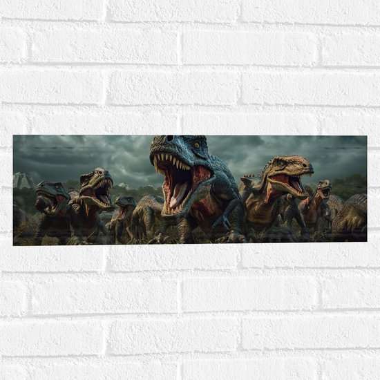 Muursticker - Dinosaurussen - Gevaarlijk - Tanden - Groep - 60x20 cm Foto op Muursticker