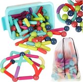 Playos® - Magnetische Staafjes - 100 delig - in Opbergbak - Constructiespeelgoed - STEM Speelgoed - Montessori Speelgoed - Magnetische Bouwblokken - Constructie Speelgoed - Educatief Speelgoed