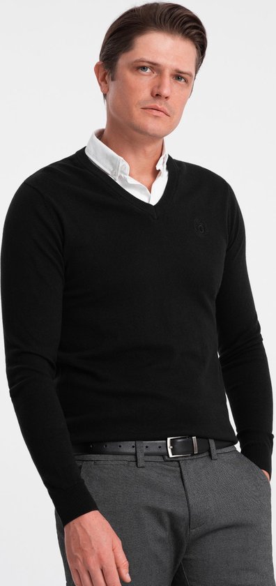 Pull Homme - Col Chemise Fixe - Zwart - CARTONA