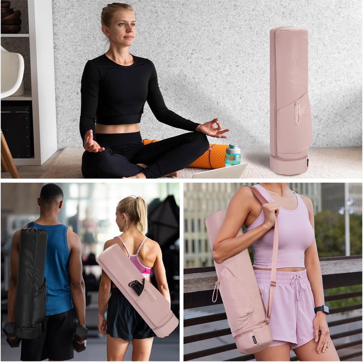 Grijze Yogatas Met Grote Opening, Yogamattas Met Vak Voor Nat En Flessenvak Verstelbare Schouderriem Yogatas Voor Pilates En Yogamatten Grijze Yogatas Met Grote Opening, Yogamattas Met Vak Voor Nat En Flessenvak Verstelbare Schouderriem Yogatas Voor Pilates En Yogamatten