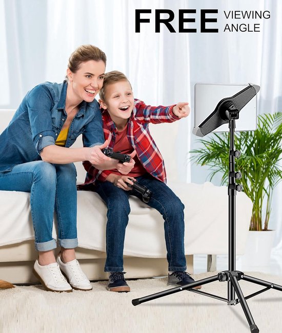 Tabletstatief Verstelbaar tot 160 Cm, 360° Draaibare Universele Tablet Houder voor Apparaten van 4,7-12,9 Inch