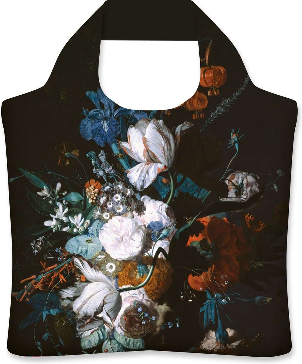 Ecozz - J van Huijsum - Vaas met bloemen - 100% gerecycled (rPet) – Öko-Tex - Voorzien van rits - Afsluitbaar - Opvouwbare boodschappentas - Waterresistant – Shopper - Ecovriendelijk - Duurzaam - Ecoshopper