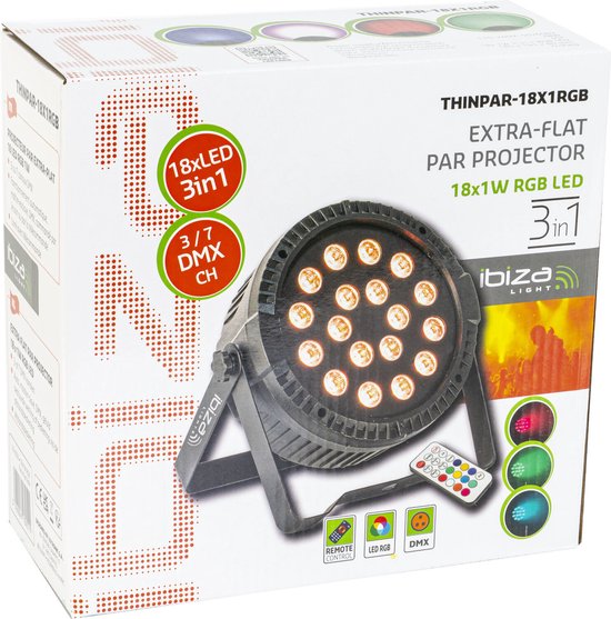 Ibiza Light Thinpar 18x1W RGB extra platte Par Projector