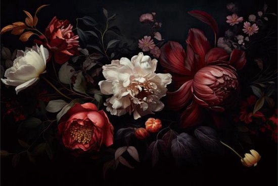 120 x 80 cm - glasschilderij - stilleven bloemen - schilderij fotokunst - foto print op glas