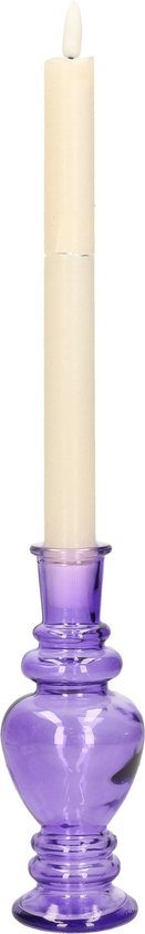 Kaarsen kandelaar Venice - gekleurd glas - helder paars - D5,7 x H15 cm