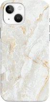 xoxo Wildhearts Marble Off Whites - Single Layer - Hoesje geschikt voor iPhone 14 hoesje - Marmer hoesje - Shockproof base - Beschermhoesje geschikt voor iPhone 14 case - Gebroken wit