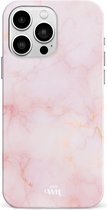 xoxo Wildhearts Marble Dusty Pink - Single Layer - Hardcase hoesje geschikt voor iPhone 13 Pro hoesje roze - Roze shockproof case geschikt voor Apple iPhone 13 Pro hoesje marmer - Roze
