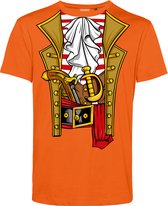 T-shirt Piraten Kostuum | Carnavalskleding heren | Carnaval Kostuum | Foute Party | Oranje | maat M