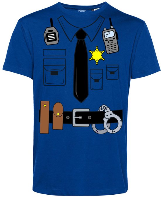 T-shirt Politie Uniform | Carnavalskleding heren | Carnaval Kostuum | Foute Party | Blauw | maat L