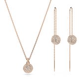 Swarovski Meteora Dames Giftset/Ketting/Oorbellen/Oorhangers Metaal - Roségoud