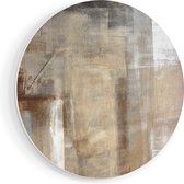 Artaza Forex Muurcirkel Abstracte Kunst Bruin met Beige - 60x60 cm - Wandbord - Wandcirkel - Rond Schilderij - Wanddecoratie Cirkel