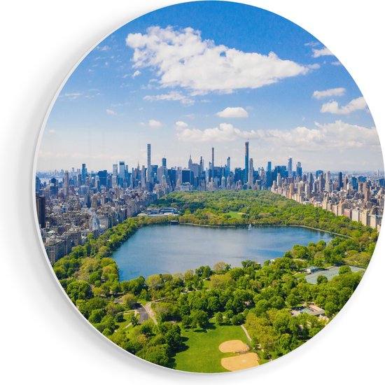 Artaza Forex Muurcirkel Central Park In New York Met Wolkenkrabbers - 50x50 cm - Klein - Wandcirkel - Rond Schilderij - Muurdecoratie Cirkel