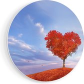 Artaza Forex Cercle Mural Arbre d'amour Rouge en Forme de Coeur - 40x40 cm - Klein - Cercle Mural - Peinture Ronde - Cercle de Décoration murale