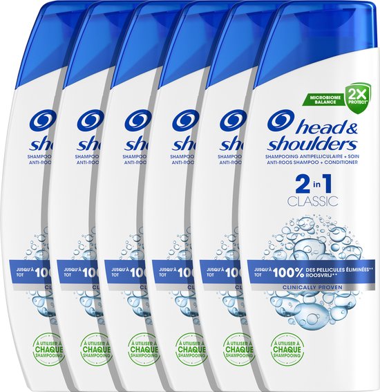 Head & Shoulders Classic 2-in-1 - Anti-Roos Shampoo - Fris en schoon haar - Voordeelverpakking 6 x 300 ml