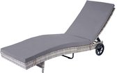 Ligstoel MCW-D80, tuinligstoel Relax ligstoel, poly rotan ~ grijs, donkergrijze kussens