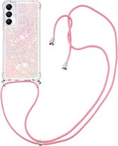 Coverup Liquid Glitter Back Cover met Koord - Geschikt voor Samsung Galaxy A05s Hoesje - Pink