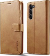 LC.IMEEKE Luxe Book Case - Geschikt voor Samsung Galaxy S24 Hoesje - Bruin