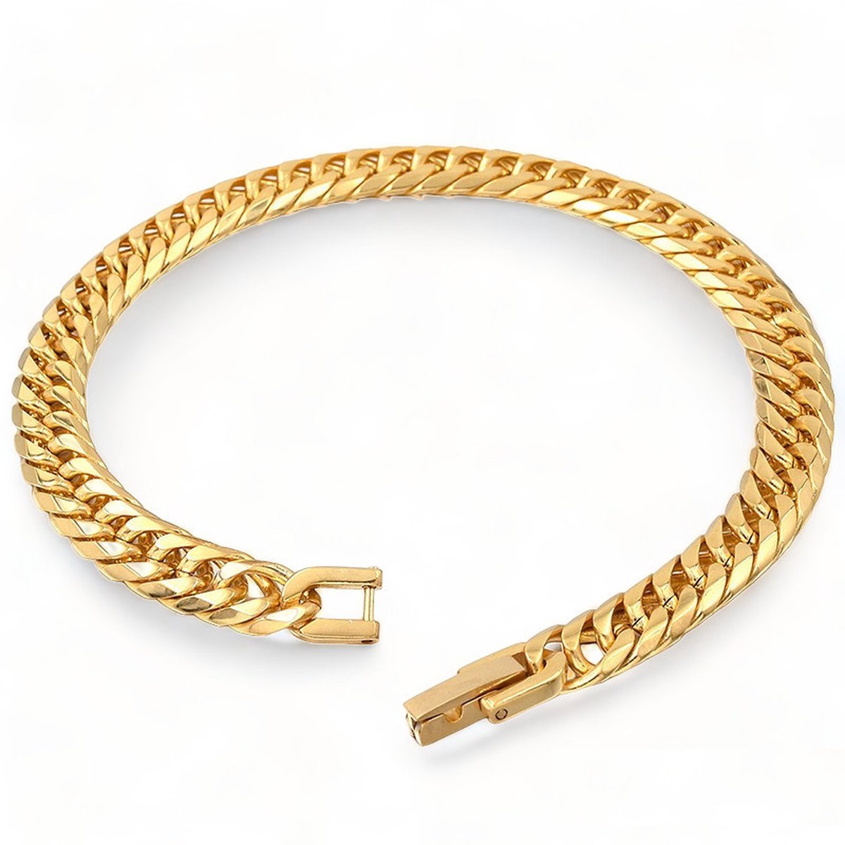 Cuban Link Heren Armband - Goud Kleurig - 9mm - Schakelarmband - Armbanden - Papa Cadeau Voor Mannen - Vaderdag
