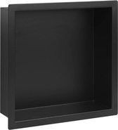 Inbouwnis - RVS - 30x30x7.5cm - Zwart Mat- voor badkamer of toilet - Douchenis met flens
