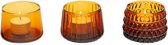 XLBoom Dim Theelichthouder Amber - 3 theelichtjes - Waxinelichthouder Glas - 8 x 8 x 6cm