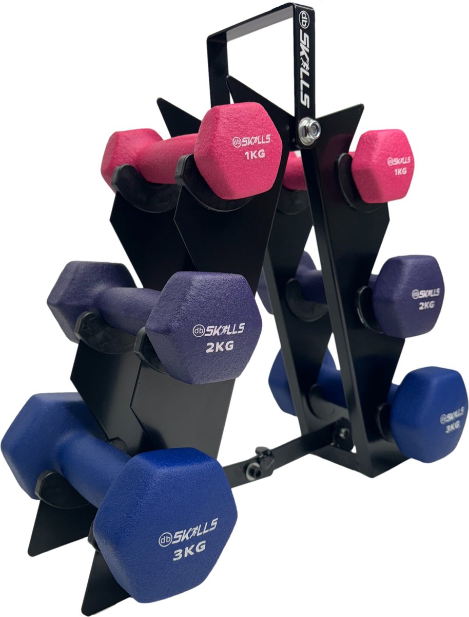 Dumbbell set met houder van staal - 1KG, 2KG en 3KG - fitness - gewichten Fitness deal ga lekker beginnen met trainen – foto 2