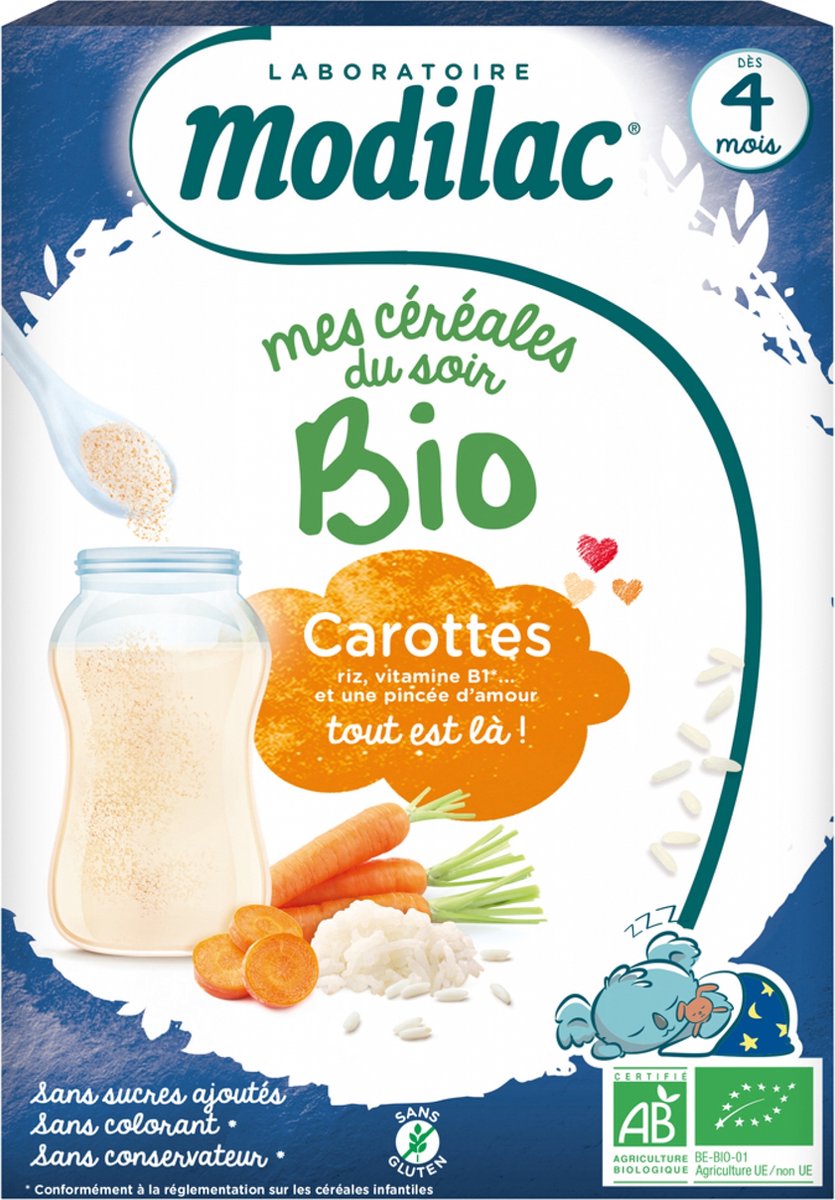 Goedkoopste Modilac Mes Céréales du Soir Bio Vanaf 4 Maanden Wortelen 250 g