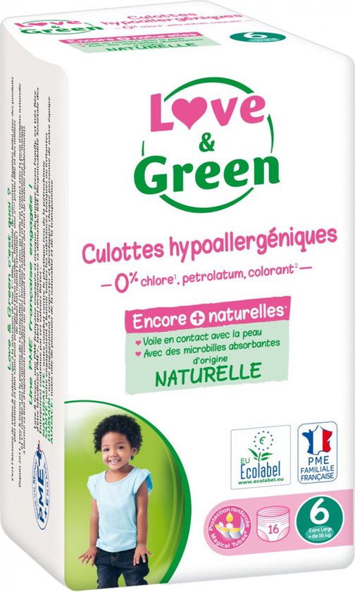 Love & Green Hypoallergene Slips 16 Slips Maat 6 (+ 16 kg)
