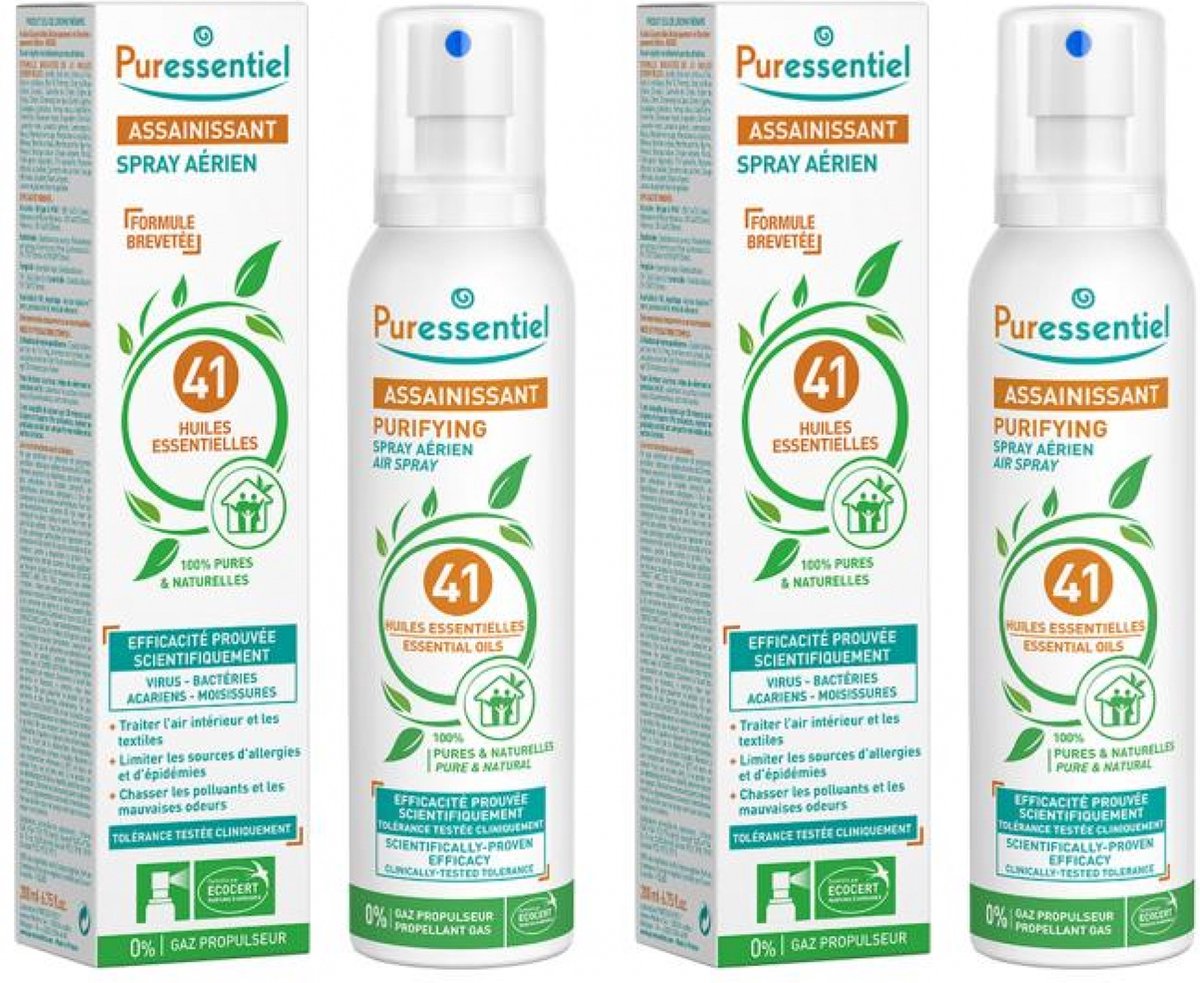 Goedkoopste Puressentiel Luchtverfrissingsspray met 41 Essentiële Oliën Verpakking van 2 x 200 ml
