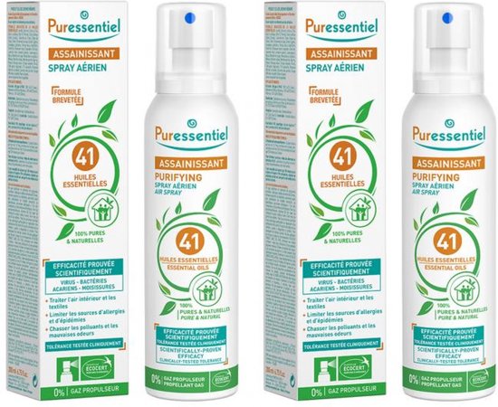 Puressentiel Luchtverfrissingsspray met 41 Essentiële Oliën Verpakking van 2 x 200 ml