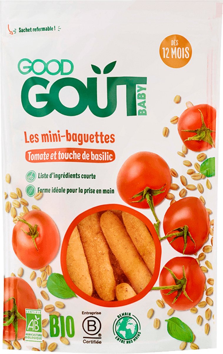 Goedkoopste Good Goût Mini-Baguettes Tomate et Touche de Basilic Vanaf 12 Maanden Biologisch 70 g