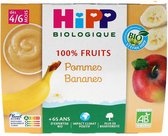 HiPP 100% Fruit Appels Bananen Vanaf 4/6 Maanden Biologisch 4 Potten