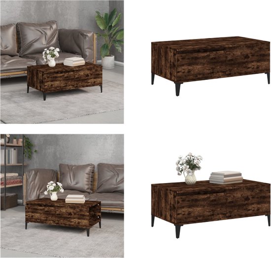 Salontafel 100x40x40 cm bewerkt hout gerookt eikenkleurig