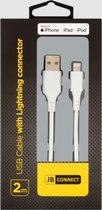 JB CONNECT USB-kabel met Lightning-connector - 2 meter - MFi-gecertificeerd - wit - iPhone kabel - iPhone oplaadkabel - Lightning USB kabel - iPhone lader
