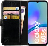Rosso Element Book Case Wallet Hoesje Geschikt voor Samsung Galaxy A05s | Portemonnee | 3 Pasjes | Magneetsluiting | Stand Functie | Zwart