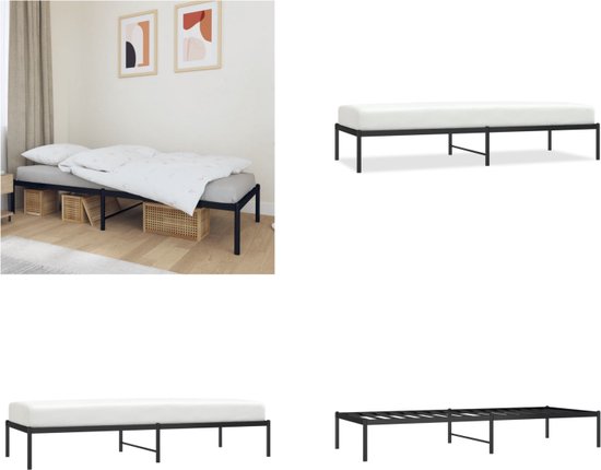 vidaXL Bedframe met hoofdbord metaal zwart 75x190 cm, eenpersoonsbed