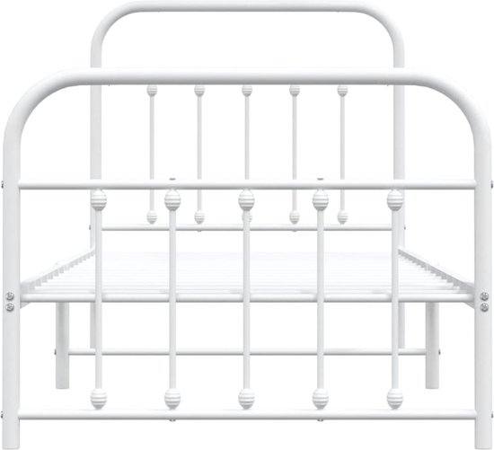 vidaXL Bedframe met hoofd- en voeteneinde metaal wit 140x200 - Slaapkamer | Bedden
