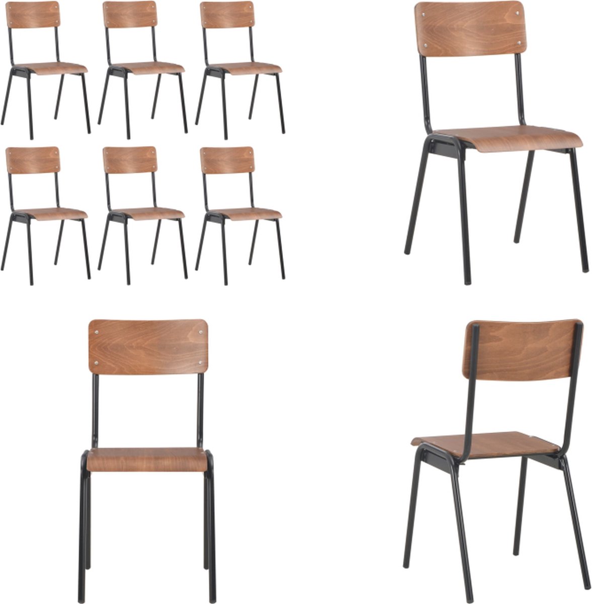 vidaXL - Eetkamerstoelen - 6 - st - multiplex - bruin