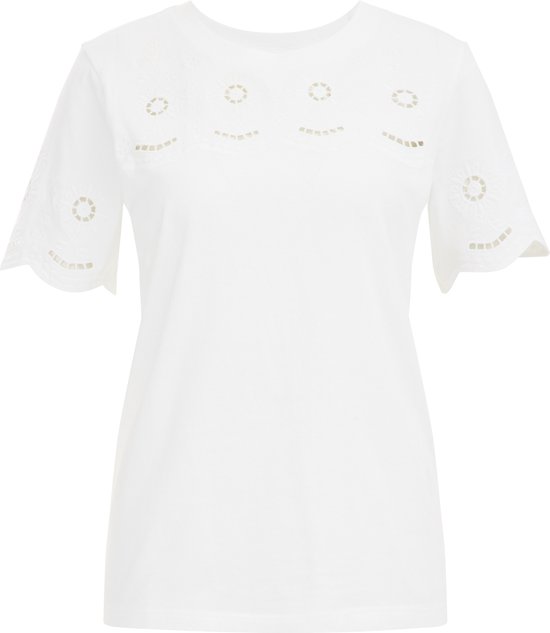 WE Fashion Dames T-shirt met broderie anglaise